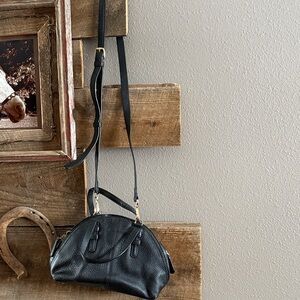 Vera Bradley Black Dome Leather Crossbody Bag with Gold Hardware